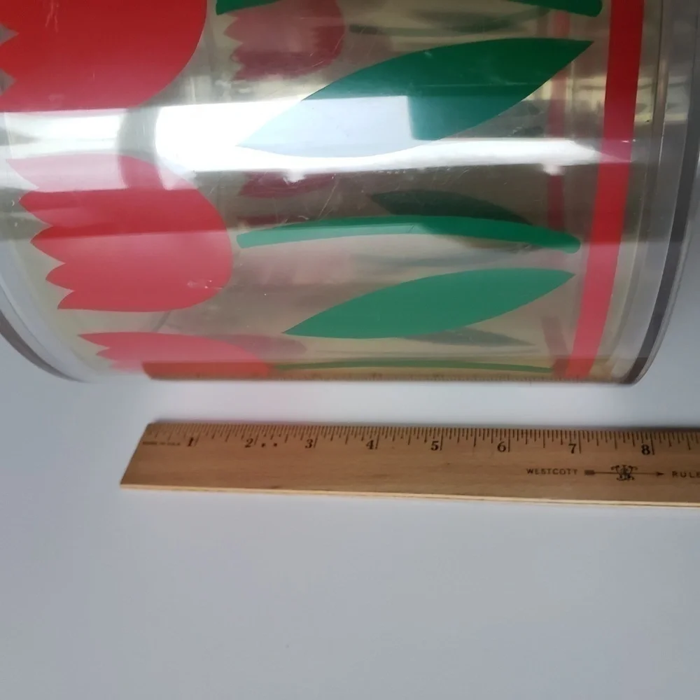 Vintage Mid Century Red Tulip Acrylic with Lid Ice Bucket